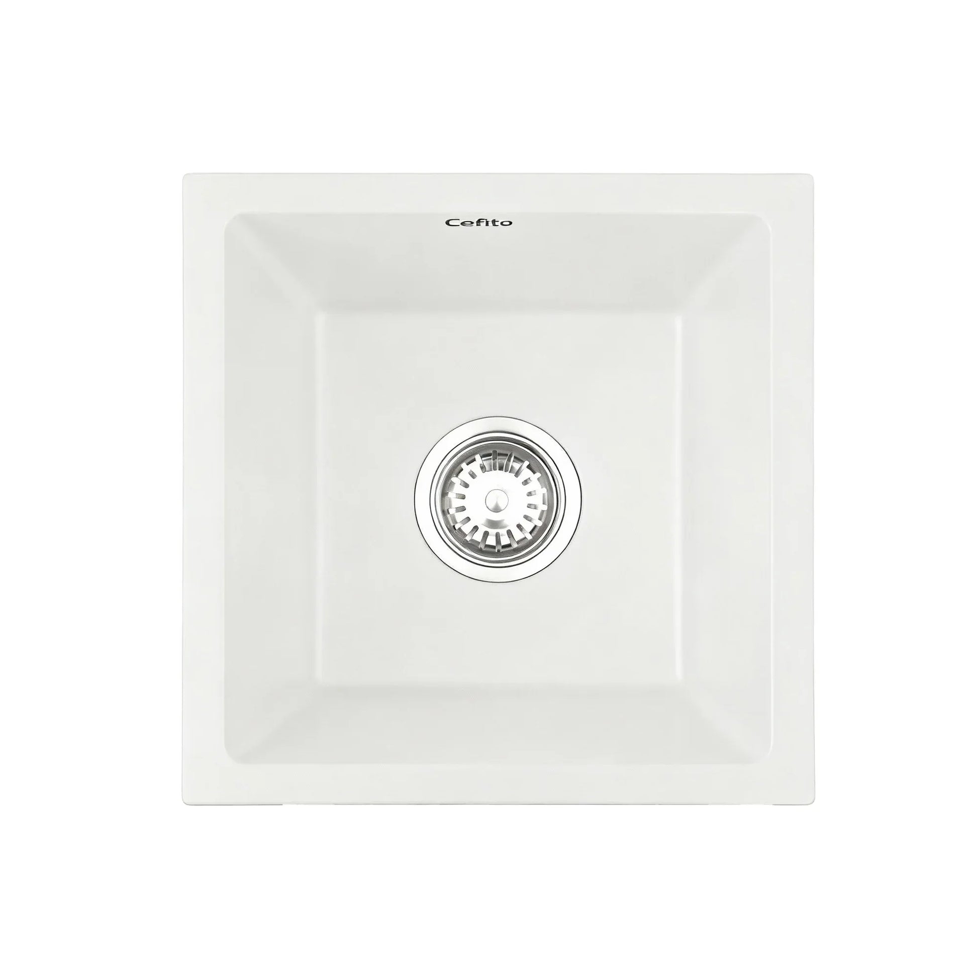 Cefito Kitchen Sink 38x38cm Granite Stone Sink Single Bowl White - Mekamart Australia