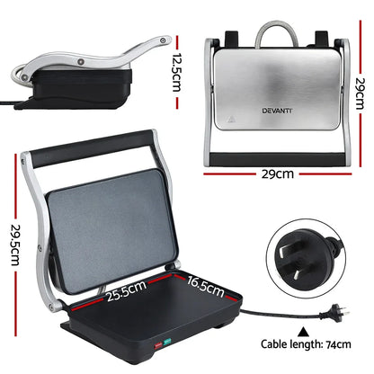 Devanti 3 in 1 Sandwich Maker Steak Press Grill 1000W - Mekamart Australia
