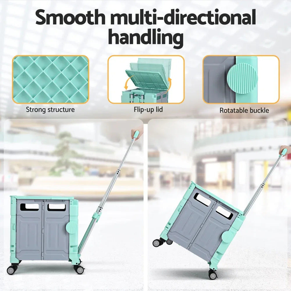 Emajin Shopping Trolley Cart 75L Foldable Green - Mekamart Australia
