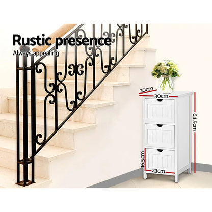 Artiss Bedside Table Bathroom Storage Cabinet 3 Drawers White - Mekamart Australia