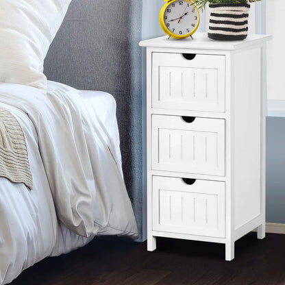 Artiss Bedside Table Bathroom Storage Cabinet 3 Drawers White - Mekamart Australia