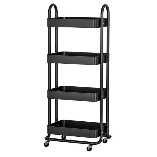 Artiss Storage Trolley Kitchen Cart 4 Tiers Black - Mekamart Australia