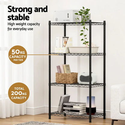 Artiss 4-Tier Shelving Unit Adjustable Garage Storage Shelves Kitchen Rack Steel - Mekamart Australia