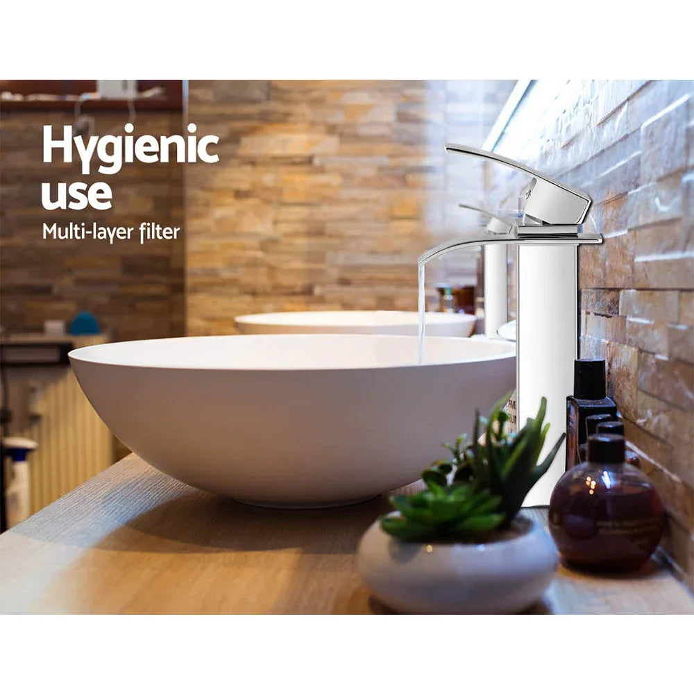 Cefito Bathroom Basin Mixer Tap Thin Tall Faucet Vanity Laundry Silver - Mekamart Australia