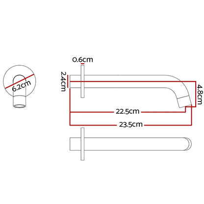 Cefito Bathroom Mixer Spout Wall Bath Tap Round Shower Bathtub Chrome - Mekamart Australia