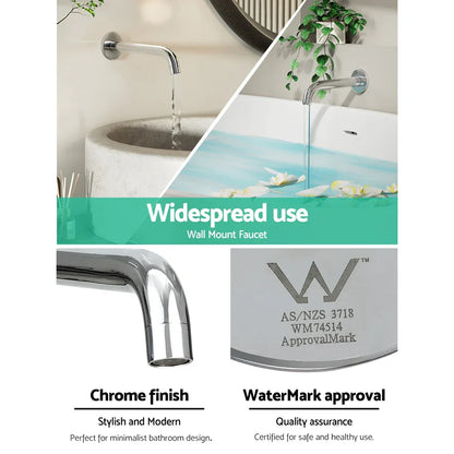 Cefito Bathroom Mixer Spout Wall Bath Tap Round Shower Bathtub Chrome - Mekamart Australia