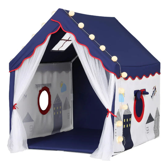 Keezi Kids Play Tent Playhouse Castle with Floor Mat String Ball Light 134X103CM - Mekamart Australia