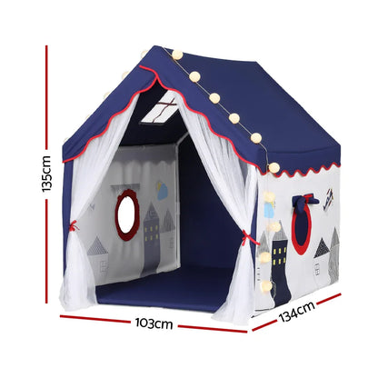 Keezi Kids Play Tent Playhouse Castle with Floor Mat String Ball Light 134X103CM - Mekamart Australia