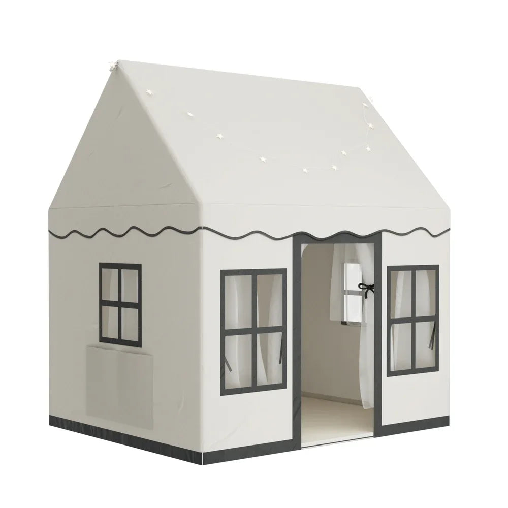 Keezi Kids Play Tent Playhouse Castle with String Lights Floor Mat Side Pocket - Mekamart Australia