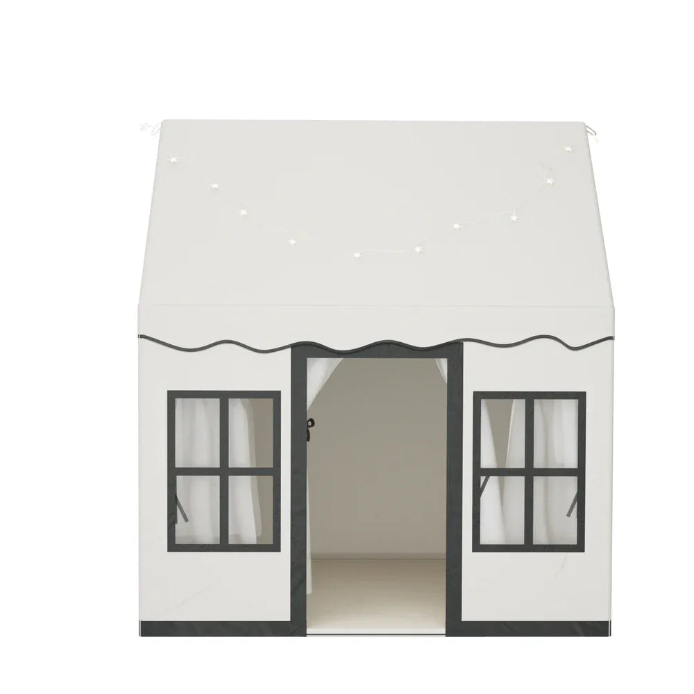Keezi Kids Play Tent Playhouse Castle with String Lights Floor Mat Side Pocket - Mekamart Australia