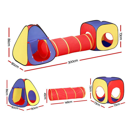Keezi Kids Playhouse Play Tent Pop Up Teepee Castle Crawl Tunnel Outdoor Indoor Toys Children Gift - Mekamart Australia