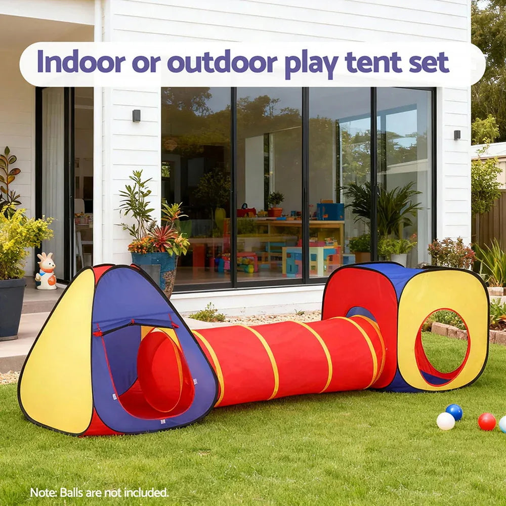 Keezi Kids Playhouse Play Tent Pop Up Teepee Castle Crawl Tunnel Outdoor Indoor Toys Children Gift - Mekamart Australia