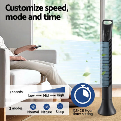Devanti Tower Fan Oscillating 3 Speeds with Remote 91cm - Mekamart Australia