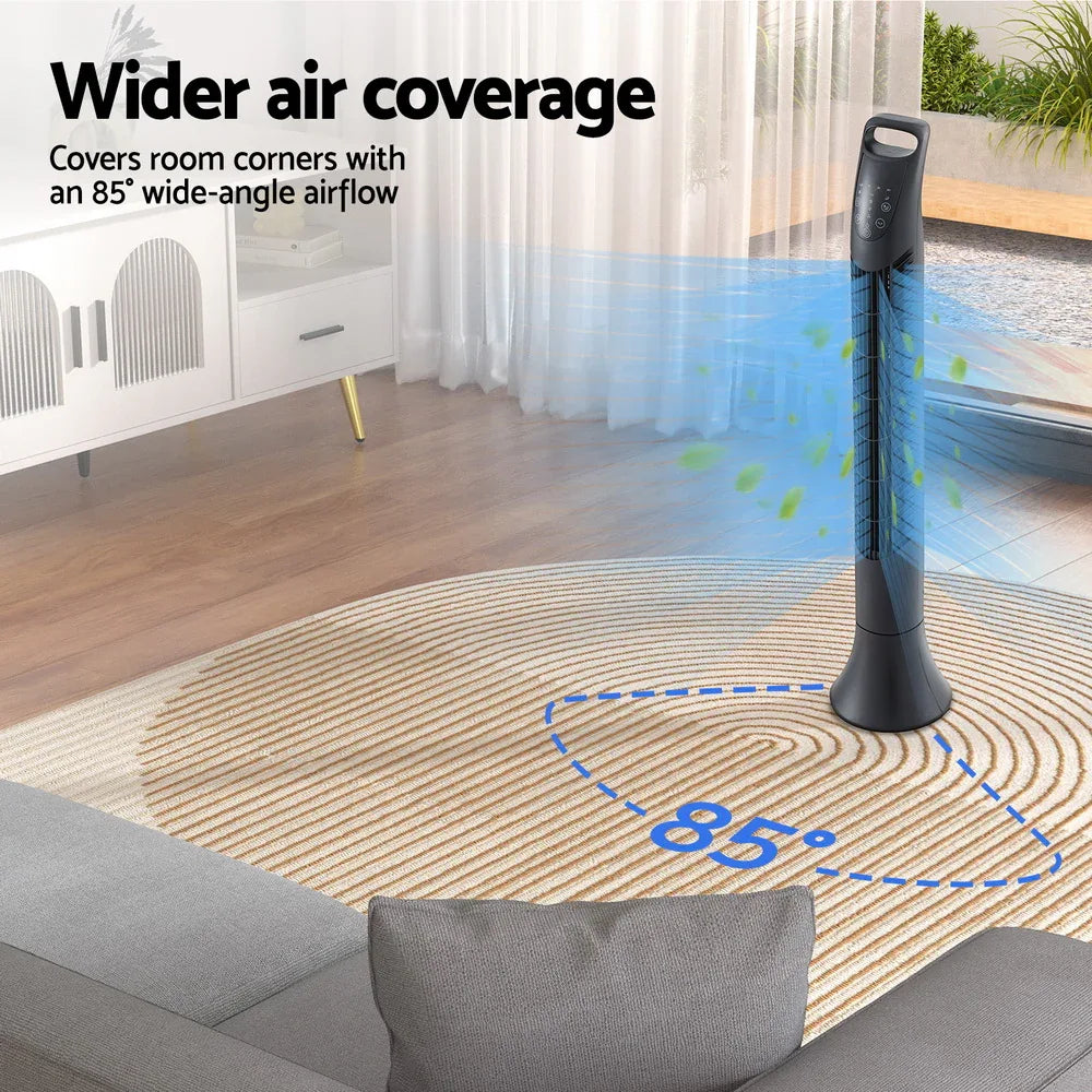 Devanti Tower Fan Oscillating 3 Speeds with Remote 91cm - Mekamart Australia