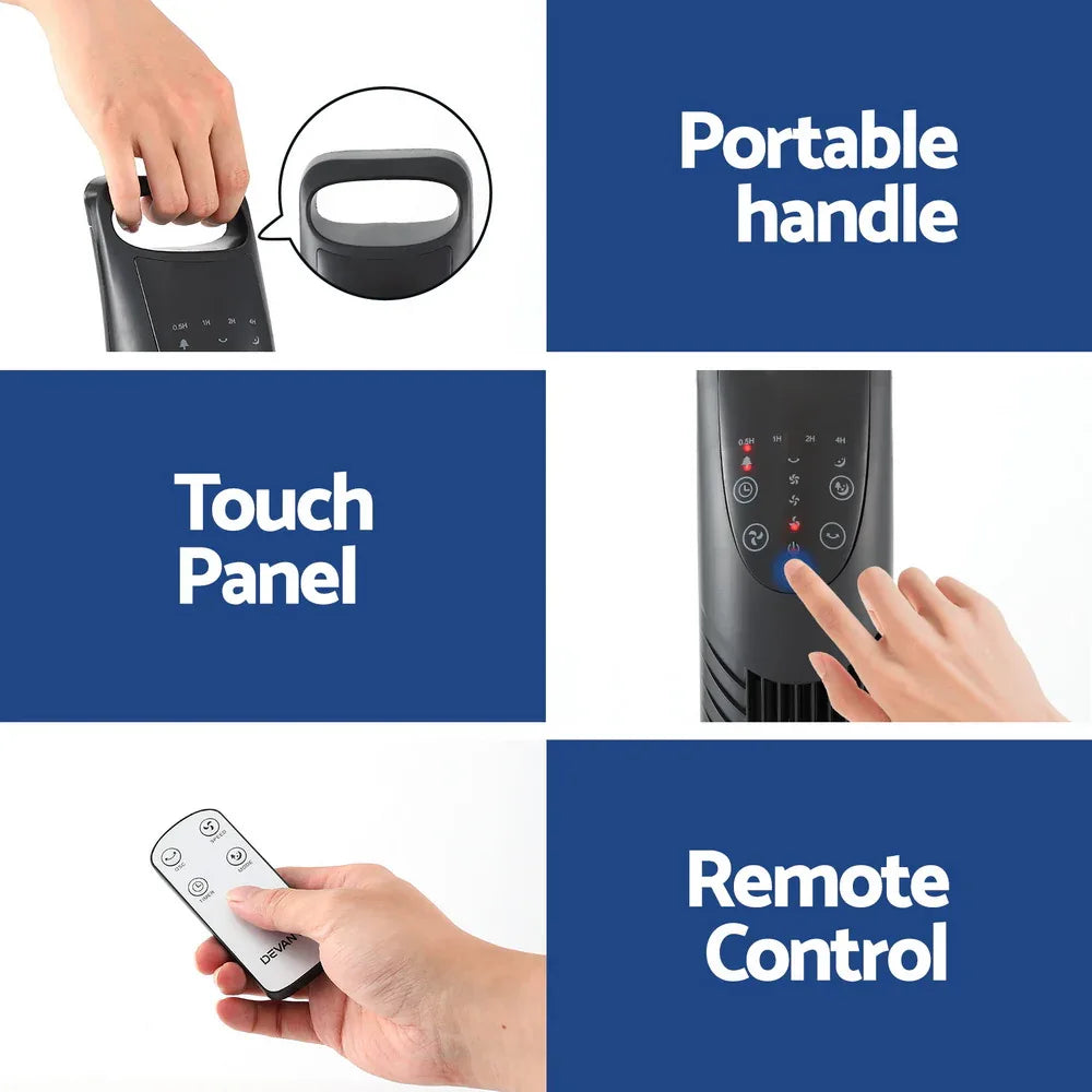 Devanti Tower Fan Oscillating 3 Speeds with Remote 91cm - Mekamart Australia