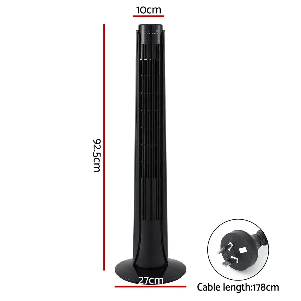 Devanti Tower Fan Oscillating 3 Speeds with Remote 93cm - Mekamart Australia