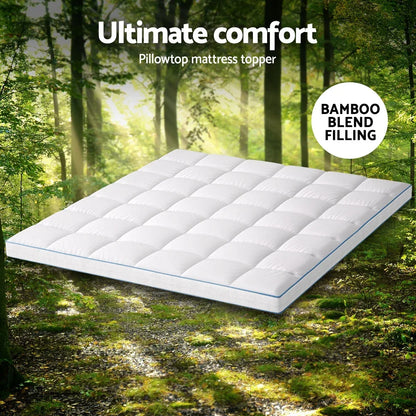 Giselle Bedding Mattress Topper Pillowtop Bamboo 10cm King - Mekamart Australia