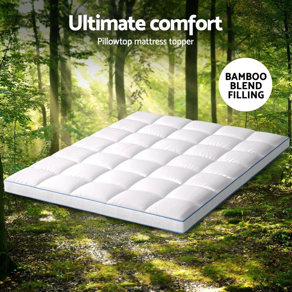 Giselle Bedding Mattress Topper Pillowtop Bamboo 10cm Queen - Mekamart Australia