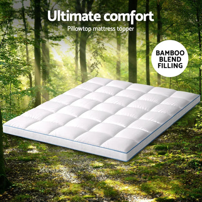 Giselle Bedding Mattress Topper Pillowtop Bamboo 10cm Queen - Mekamart Australia