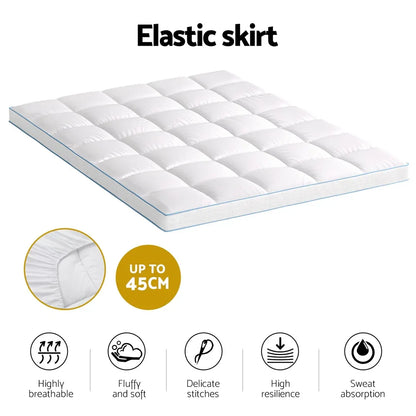 Giselle Bedding Mattress Topper Pillowtop Bamboo 10cm Queen - Mekamart Australia