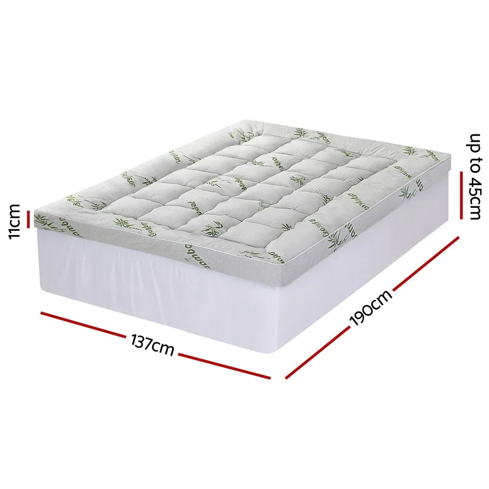Giselle Mattress Topper 11cm Pillowtop toppers Bamboo Double - Mekamart Australia