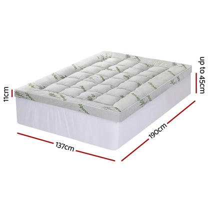 Giselle Mattress Topper 11cm Pillowtop toppers Bamboo Double - Mekamart Australia