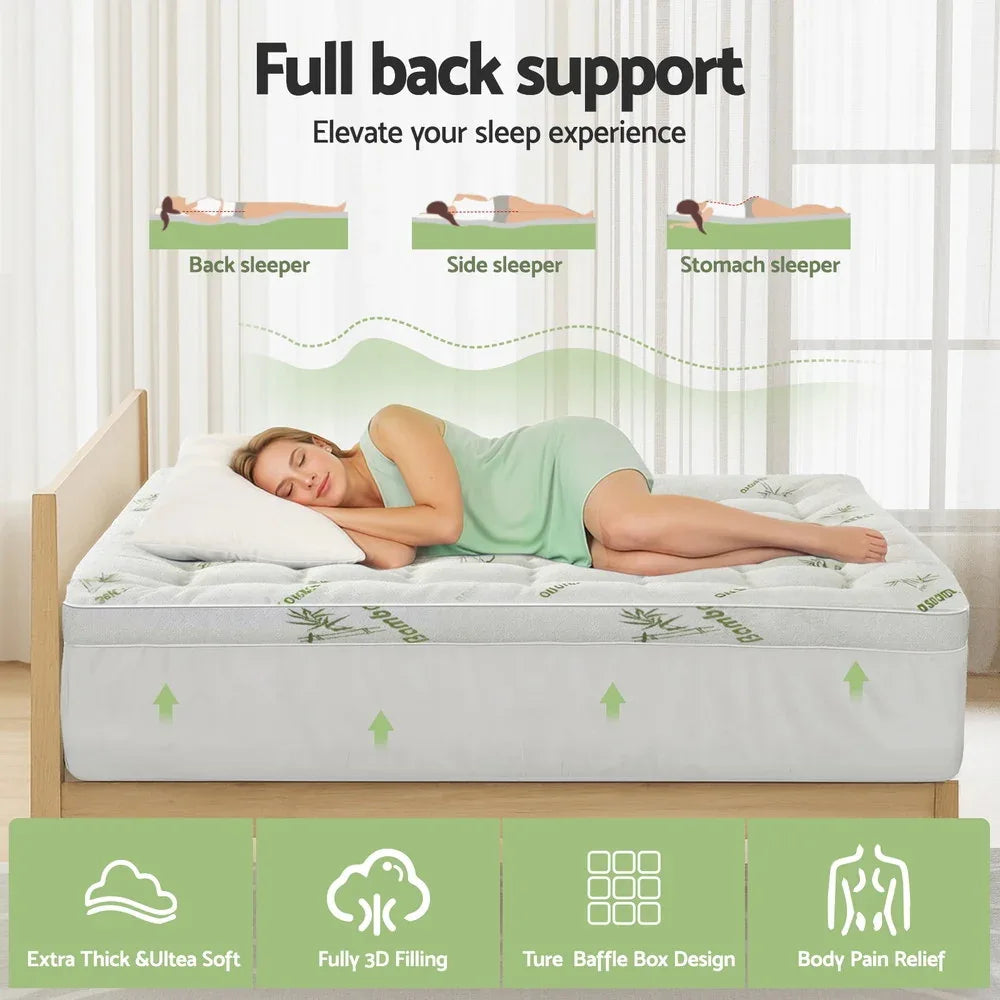 Giselle Mattress Topper 11cm Pillowtop toppers Bamboo Double - Mekamart Australia