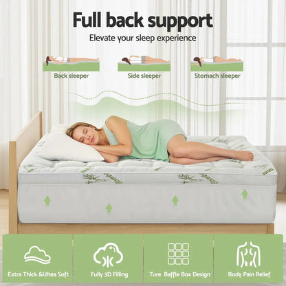 Giselle Mattress Topper 11cm Pillowtop toppers Bamboo Double - Mekamart Australia