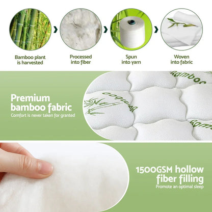 Giselle Mattress Topper 11cm Pillowtop toppers Bamboo Double - Mekamart Australia