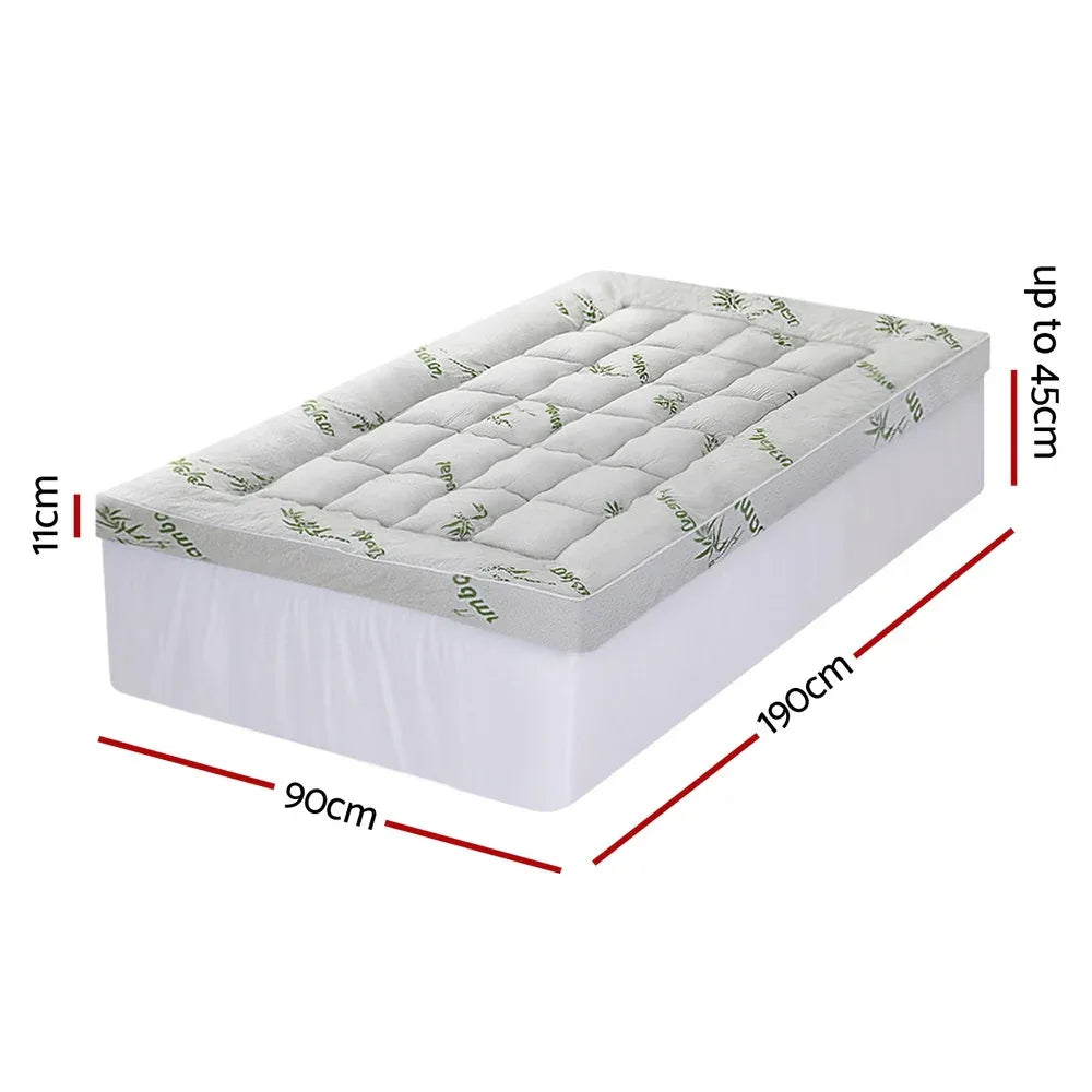 Giselle Mattress Topper 11cm Pillowtop toppers Bamboo Single - Mekamart Australia