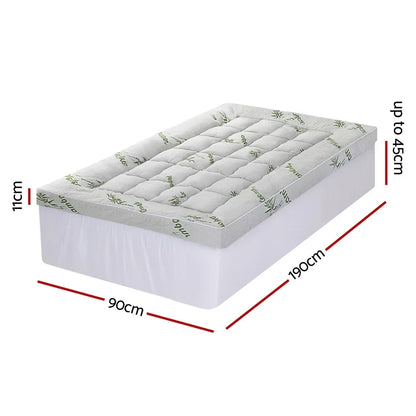 Giselle Mattress Topper 11cm Pillowtop toppers Bamboo Single - Mekamart Australia