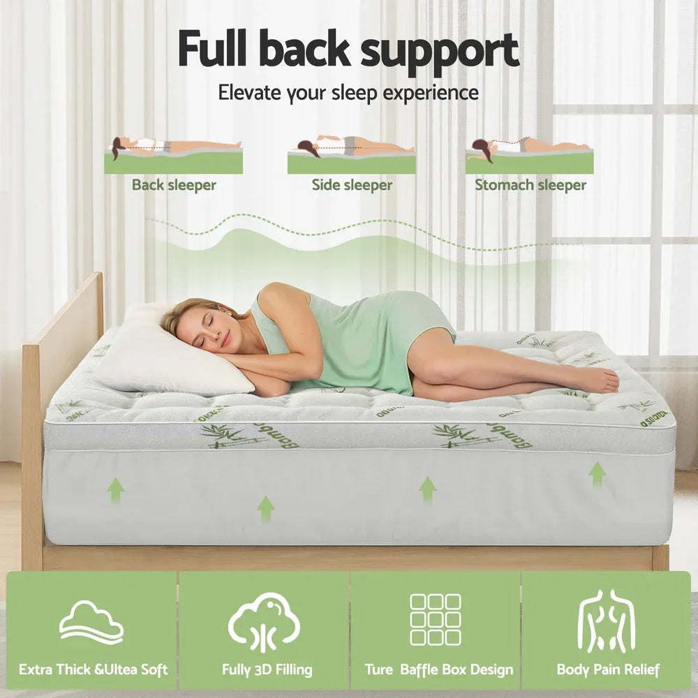 Giselle Mattress Topper 11cm Pillowtop toppers Bamboo Single - Mekamart Australia