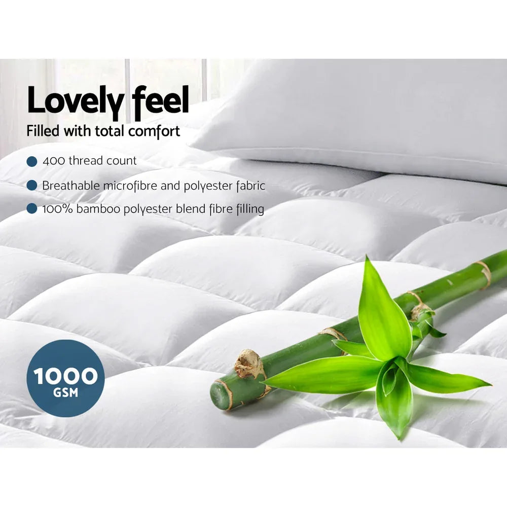 Giselle Bedding Mattress Topper Pillowtop Bamboo Single - Mekamart Australia