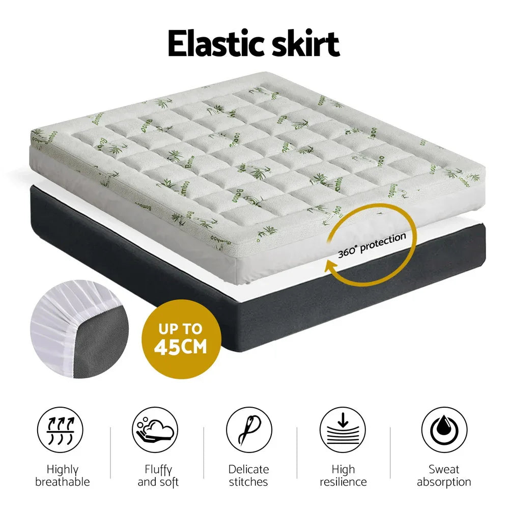 Giselle Bedding Mattress Topper Pillowtop Bamboo 7.5cm King - Mekamart Australia