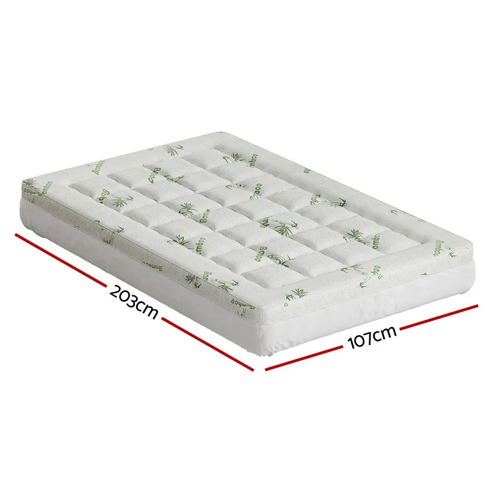 Giselle Bedding Mattress Topper Pillowtop Bamboo 7.5cm King Single - Mekamart Australia