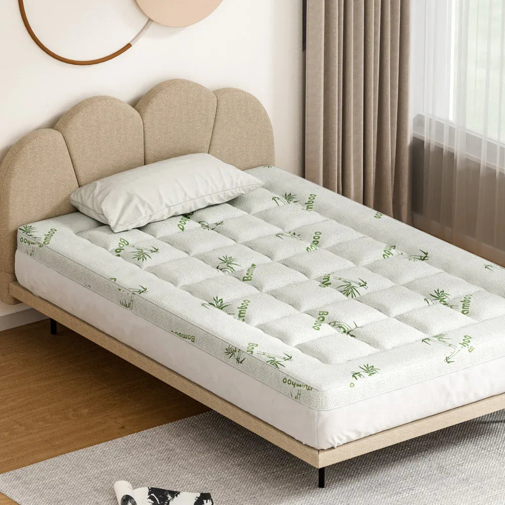 Giselle Bedding Mattress Topper Pillowtop Bamboo 7.5cm King Single - Mekamart Australia