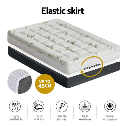 Giselle Bedding Mattress Topper Pillowtop Bamboo 7.5cm King Single - Mekamart Australia