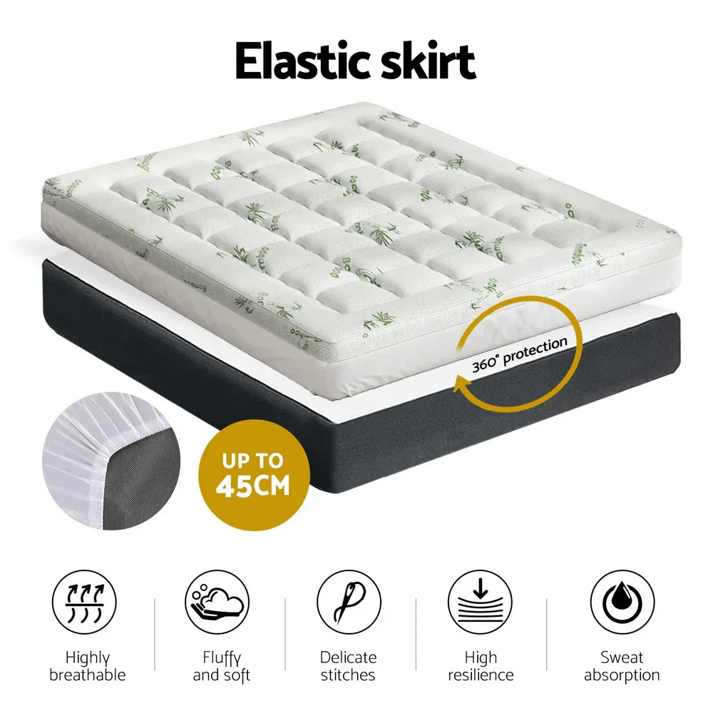 Giselle Bedding Mattress Topper Pillowtop Bamboo 7.5cm Queen - Mekamart Australia