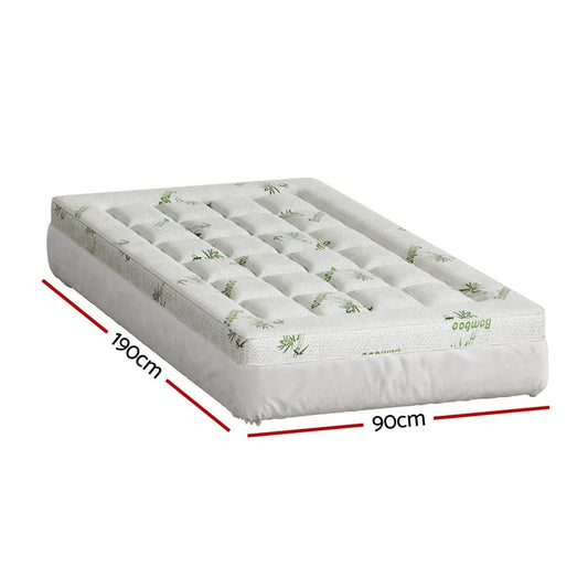 Giselle Bedding Mattress Topper Pillowtop Bamboo 7.5cm Single - Mekamart Australia