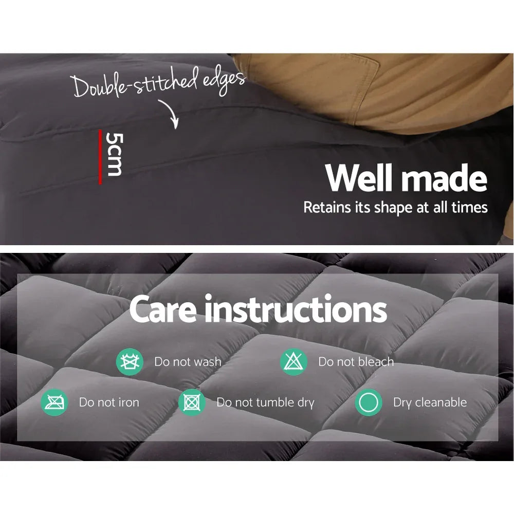 Giselle Bedding Mattress Topper Pillowtop Bamboo Charcoal King - Mekamart Australia