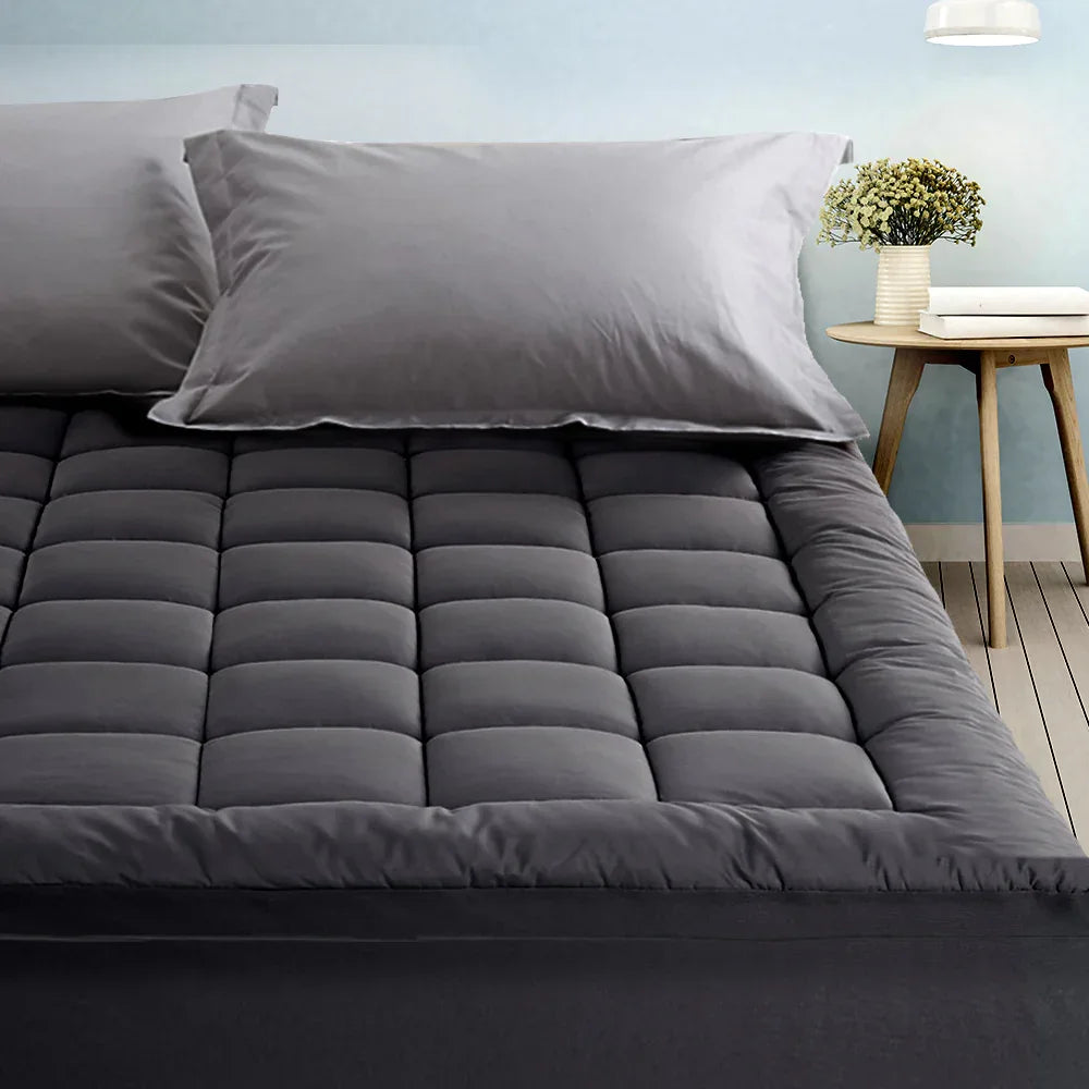 Giselle Bedding Mattress Topper Pillowtop Bamboo Charcoal King Single - Mekamart Australia