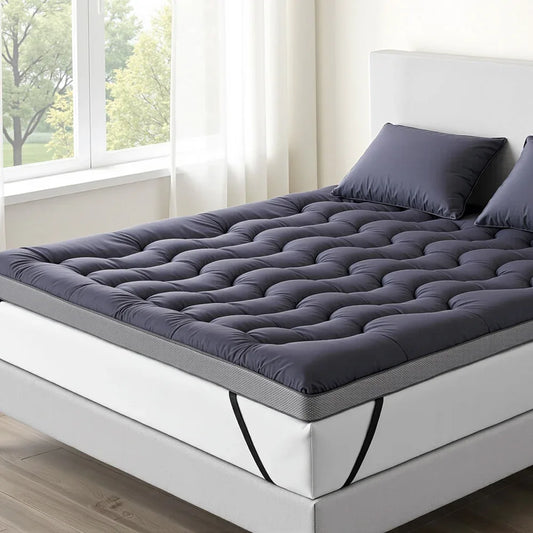 Giselle 5cm Mattress Topper Pillowtop toppers Bamboo Charcoal King - Mekamart Australia