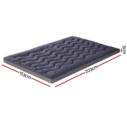 Giselle 5cm Mattress Topper Pillowtop toppers Bamboo Charcoal Queen - Mekamart Australia