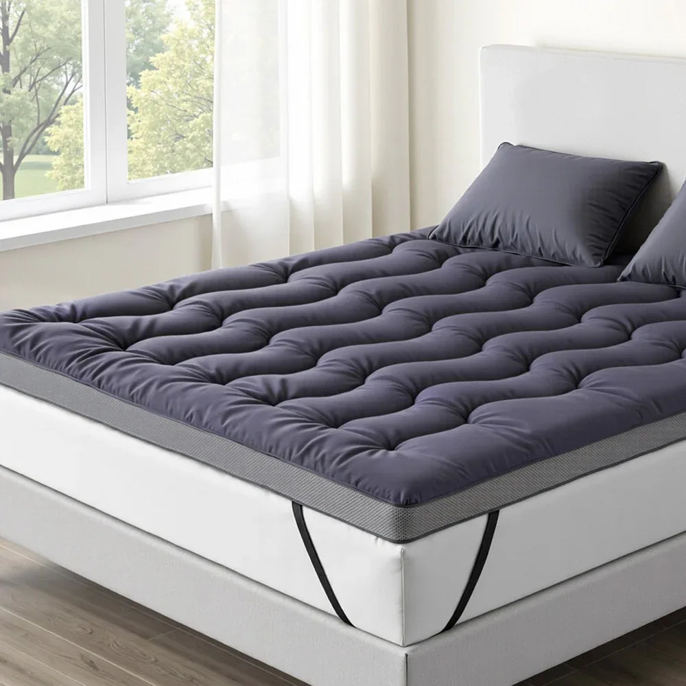 Giselle 5cm Mattress Topper Pillowtop toppers Bamboo Charcoal Queen - Mekamart Australia