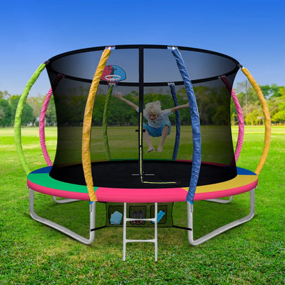 Everfit 10FT Trampoline for Kids w/ Ladder Enclosure Safety Net Rebounder Colors - Mekamart Australia