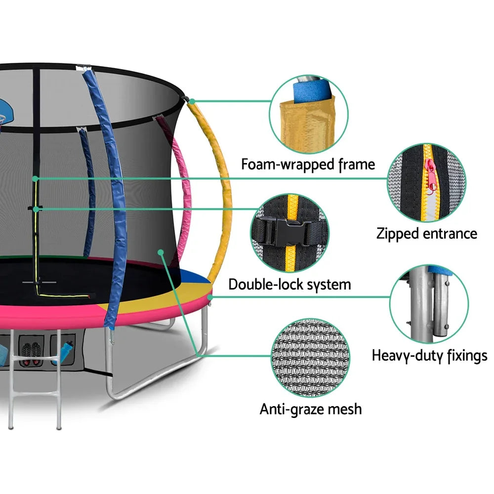 Everfit 10FT Trampoline for Kids w/ Ladder Enclosure Safety Net Rebounder Colors - Mekamart Australia