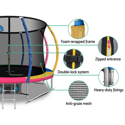 Everfit 10FT Trampoline for Kids w/ Ladder Enclosure Safety Net Rebounder Colors - Mekamart Australia