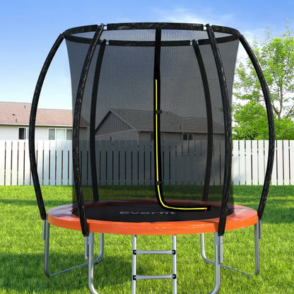 Everfit 6FT Trampoline for Kids w/ Ladder Trampoline Enclosure Safety Net Rebounder Orange - Mekamart Australia