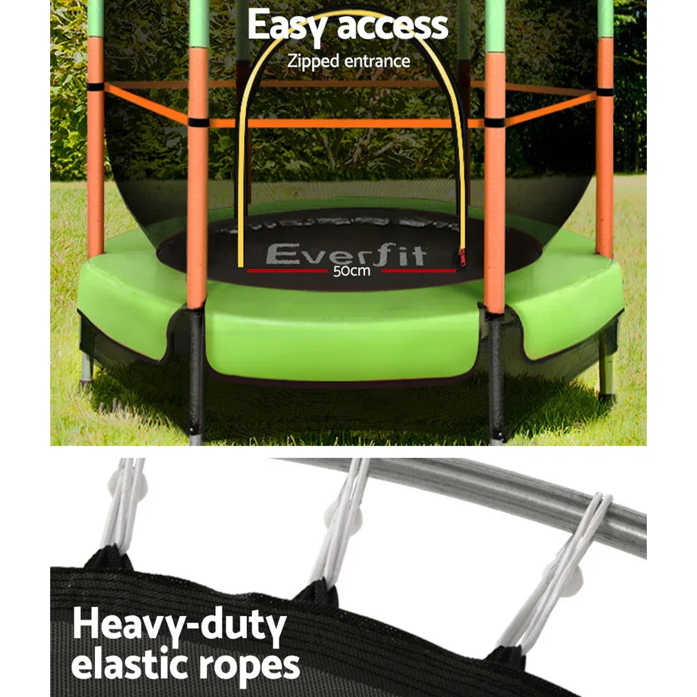 Everfit 4.5FT Trampoline for Kids Trampoline w/ Enclosure Safety Net Rebounder Gift Green - Mekamart Australia