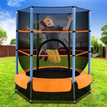 Everfit 4.5FT Trampoline for Kids Trampoline w/ Enclosure Safety Net Rebounder Gift Orange - Mekamart Australia